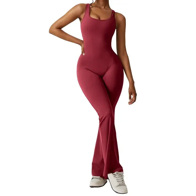 Backless Flare Yoga Bodysuit